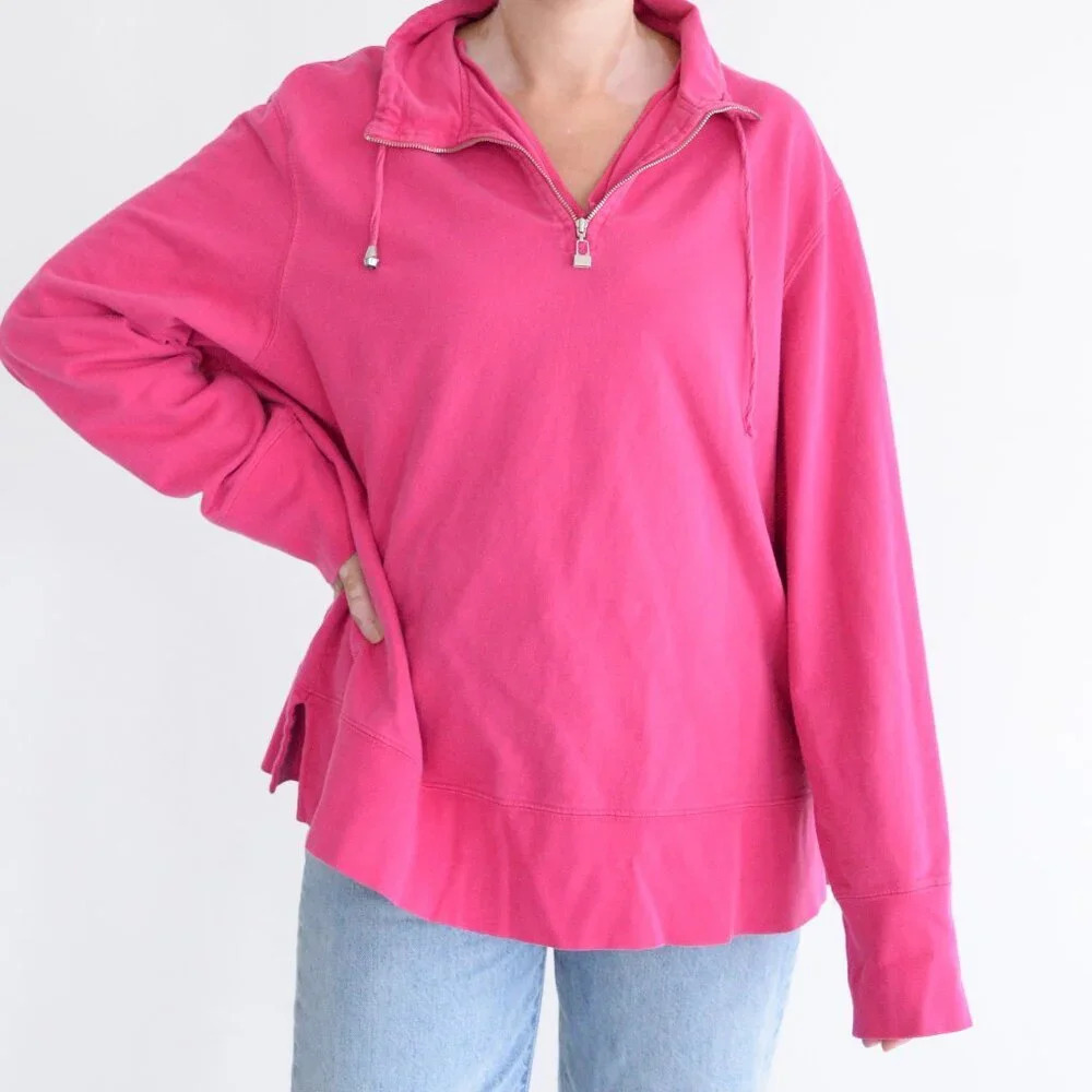 Vintage Image 80's Pink  Half Zip Pullover Barbiecore Sweater M